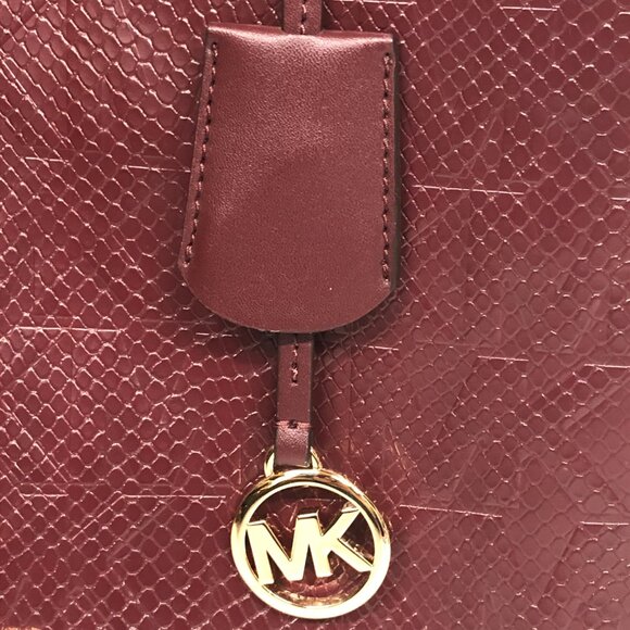 Michael Kors Burgundy Embossed Leather Satchel - Picture 5 of 14